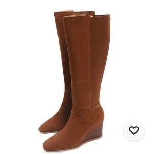 NYDJ Jessica Knee-High Wedge Boots Cognac Women’s NWOB Size 9.5